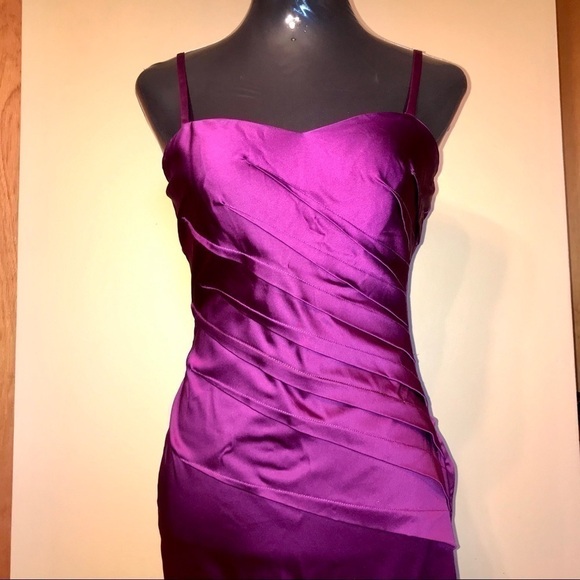 Barbiecore Cocktail Dress Ruched Magenta Satin Y2K Sweetheart Glam - Picture 4 of 12